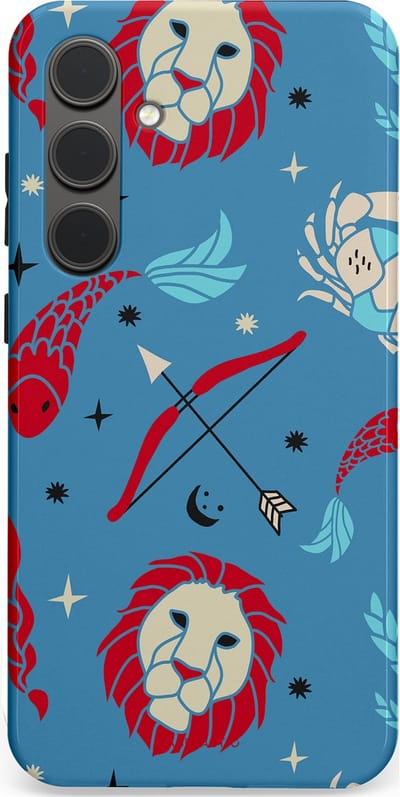 Casetastic hoesje geschikt voor Samsung Galaxy S24 Plus - Dubbellaagse bescherming - Zodiac in verbinding - Fashion Case - Petrol Bordeaux Grijs