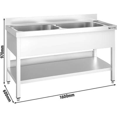 GGM Gastro Topfspültisch PREMIUM - 1600x600mm - mit 2 Becken