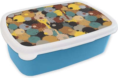 Broodtrommel Blauw - Lunchbox - Brooddoos - Paintball - Camouflage - Patronen - Verf - 18x12x6 cm - Kinderen - Jongen