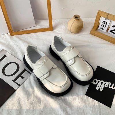 Witte Jk Kleine Leren Schoenen Dames Rok Lente En Zomer Niche Retro Frans Brits Mary Jane Schoenen met Grote Neus 36 gray