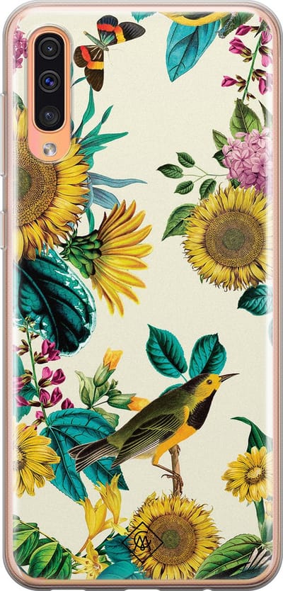 Casimoda® hoesje - Geschikt voor Samsung A50/A30s - Zonnebloemen / Bloemen - Backcover - Siliconen/TPU - Geel