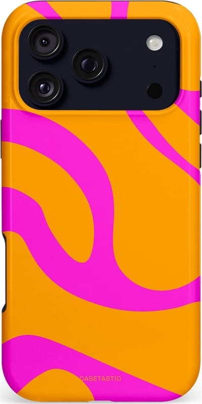 Casetastic hoesje geschikt voor Apple iPhone 17 Pro Max - MagSafe - Dubbellaagse bescherming - Zonnige Zebra Roze-Oranje - Fashion Case - Okergeel Fuchsia