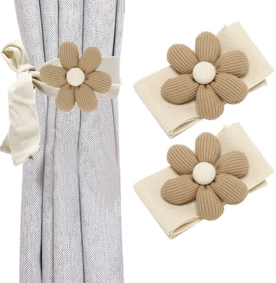 Dailygoody - Gordijnhouders - Embrasses voor gordijnen - Stijlvolle decoratie - Beige en kaki - Bloemenvorm - Geschikt voor elke kamer