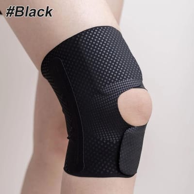 Genouillère Monobloc avec Stabilisateurs Latéraux pour Déchirure du Ménisque Douleur au Genou Soulagement de la Douleur - Support de Genou Respirant Taille Ajustable pour Hommes et Femmes L noir