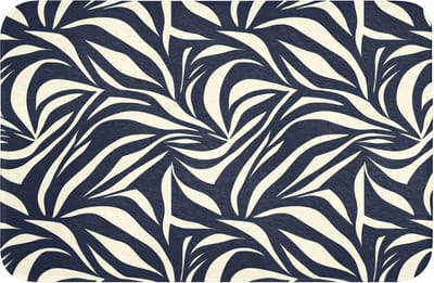 WC mat 60x40 cm - Antislip - Bladvormen - Blauw - Patroon - Wit - Toiletmat - Vloermat - Douchemat - Toilet tapijt - Toiletmatten