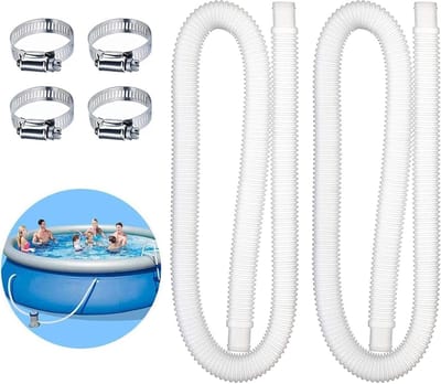 Poolschlauch 32mm - 1.5m lang vervangingsslang voor zwembad met 4 metalen klemmen, ideaal voor zwembadfiltratie en onderhoud