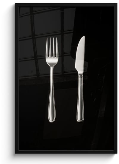 Poster in lijst - Fotolijst 60x90 cm - Posters - Bestek - Klassiek - Elegant - Posterlijst zwart - Decoratie - Wanddecoratie woonkamer - Muurdecoratie slaapkamer