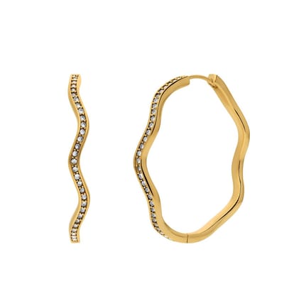 Lucardi Dames Stainless steel oorringen met kristal voor dames - Oorbellen - Staal - Goudkleurig