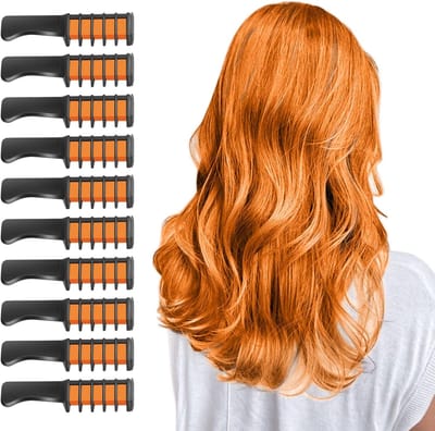 Kleurige Haarverf Kammen Set van 10 Stuks, Tijdelijke Wasbare Haarkrijt voor Kinderen en Meisjes, Perfect voor Feestjes en Evenementen zoals Carnaval en Verjaardagen