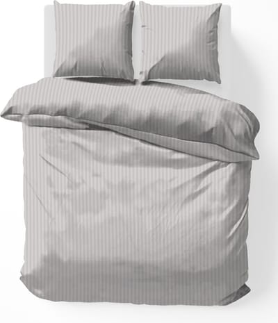 iSleep Dekbedovertrek Satijnstreep - Eenpersoons - 140x200/220 cm - Zilver