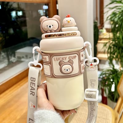 Nieuwe Stijl Riet Thermosbeker  Schattig Meisje Meisje  Hooguitziende Kind Speciale Dubbele Drinkbeker voor School 550ml