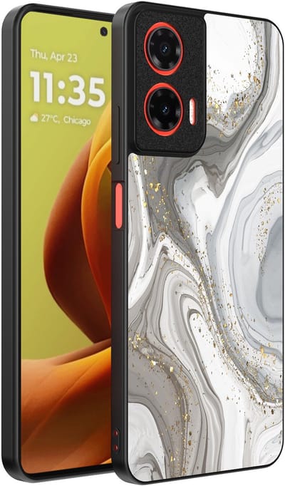 Smartphonica Telefoonhoesje Geschikt voor Motorola Moto G85 / Motorola Edge 50 Fusion met marmer opdruk - TPU backcover case marble design - Zilver geschikt voor Motorola Edge 50 Fusion;Motorola Moto G85