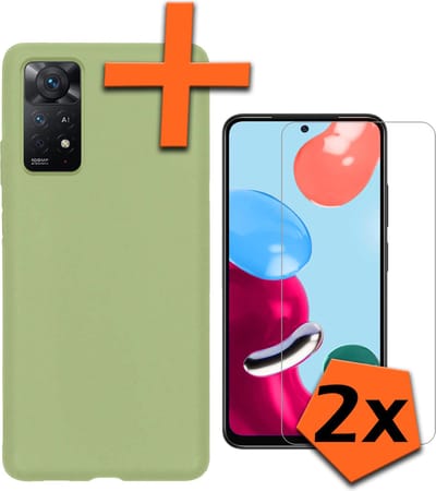 Hoes - Met 2x Screenprotector - Geschikt voor Xiaomi Redmi Note 11 - Sterk & Shockproof - Back Cover - Siliconen Case - Telefoon Hoes - Groen