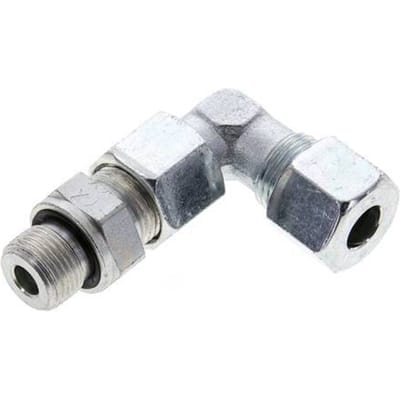 10S & G3/8'' Verzinkt Stalen L-Vorm Snijringkoppeling Buitendraad 630bar Verstelbaar ISO 8434-1