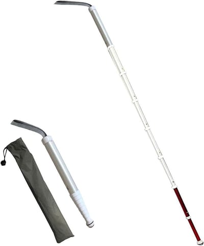 Telescopische blindenstok - Opvouwbare wandelstok - Veilige mobiliteit - Lichtgewicht titaniumlegering - 118 cm - Zilver