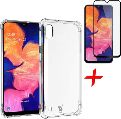 Hoesje geschikt voor Samsung Galaxy A10 Hoesje Transparant Shock Proof + Screen Protector Full