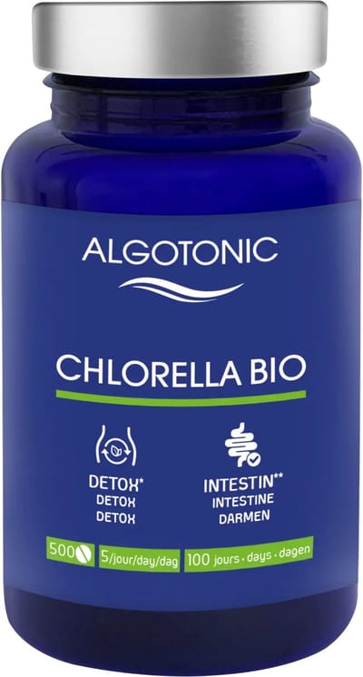 100% Pure Biologische Chlorella Tabletten - 500 Stuks - 100 Dagen Kuur - Voedingssupplement - Rijk aan Vitaminen
