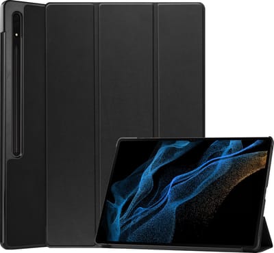 Hoes Geschikt voor Samsung Galaxy Tab S10 Ultra Hoes Luxe Hoesje Case Met Uitsparing Geschikt voor S Pen - Hoesje Geschikt voor Samsung Tab S10 Ultra Hoes Cover - Zwart