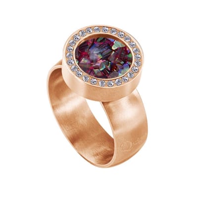 Quiges RVS Schroefsysteem Ring met Zirkonia Rosékleurig Mat 16mm met Verwisselbare Multi Vlokjes Schelp 12mm Mini Munt