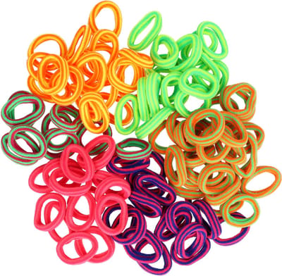 Haarsoires Haarelastiekjes Mini 2,5cm - Endless - Streep - Paars Roze Oranje Groen - Set van 70 - Kleine Haar Elastiekjes voor Vlechtjes & Staartjes