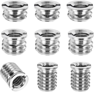 9 Stuks 1/4" Vrouwelijk naar 3/8" Mannelijke Draad Vermindering Adapters voor Statief en Monopod - Koolstofstaal Camera Accessoires in Zilver