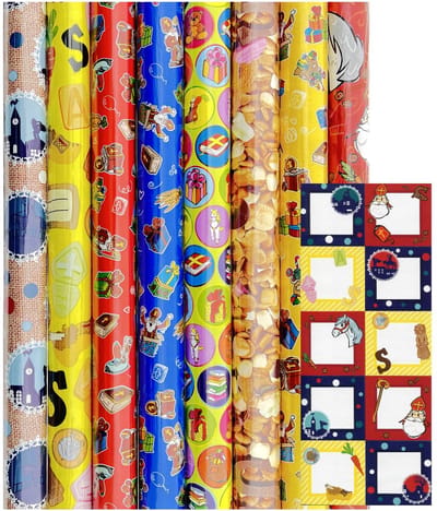 Sinterklaas cadeaupapier - Inpakpapier - 200 x 70 cm - 8 rollen inclucief labels
