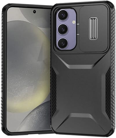 Samsung Galaxy S24 FE Hoesje Camera Slider Back Cover Schokbestendig Zwart