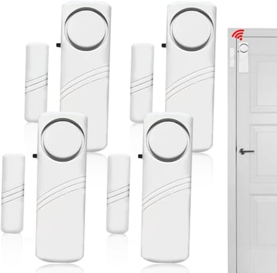 Ynkkvre – raamalarm – deuralarm zelfklevend – 4 stuks mini inbraakbeveiliging met draadloze magneetsensor 90 dB – draadloos alarmsysteem voor huis, caravan en meer