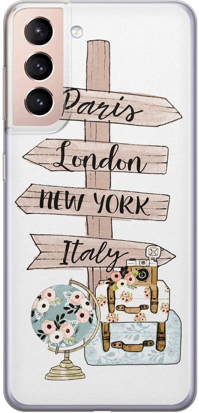Leuke Telefoonhoesjes - Hoesje geschikt voor Samsung Galaxy S21 Plus - Where to go next - Soft case - TPU - Tekst - Multi