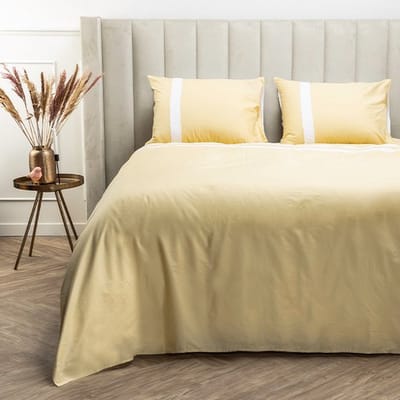 Egyptisch Katoen - Dekbedovertrek - stripe - geel/wit - Lits-jumeaux - 240 x 200/220 cm + 2 kussenslopen - Dreamers Den