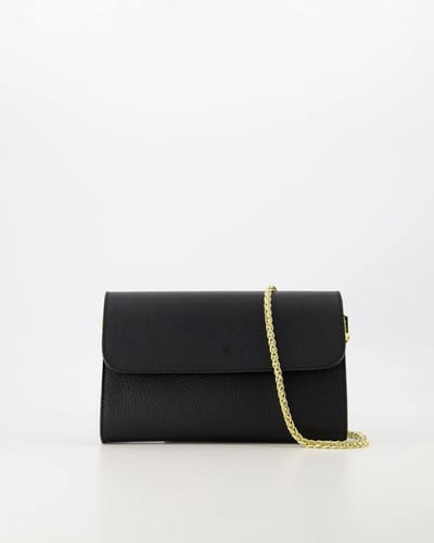 tasje - zwart-leer -clutch /crossbody- nieuw - goudkleurig hengsel