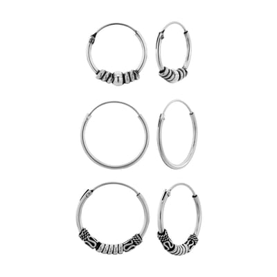 WeLoveSilver - zilveren oorringen - 925 zilver - Bali-stijl - set van 3