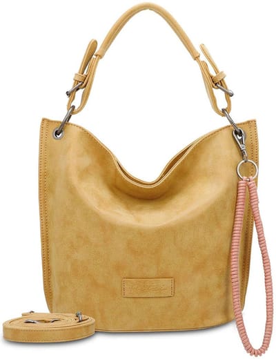 Fritzi aus Preußen Schoudertas Fritzi31N Vintage Hobo Bag Honey Mustard Mosterdgeel