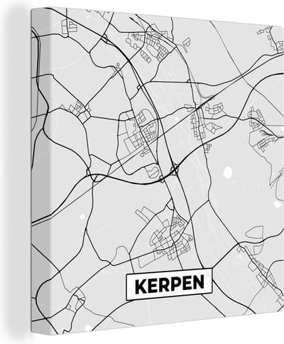 Canvas Schilderij Kerpen - Kaart - Stadskaart - Duitsland - Plattegrond - 20x20 cm - Wanddecoratie