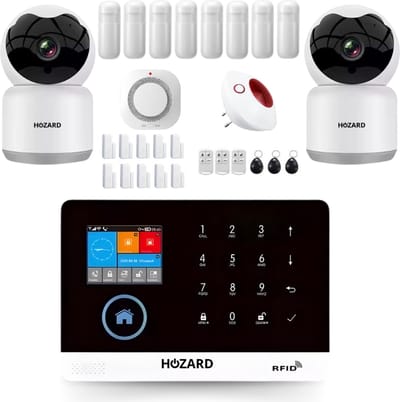 Hozard® Alarmsysteem | Met Sirene | Incl HD Camera | Smart Home Beveiligingssysteem | Draadloze Sire | Draadloze Smoke Detector | Wifi Alarm | LCD Scherm | Incl RFID Tags- Draadloze Smart Home Beveiligingssysteem