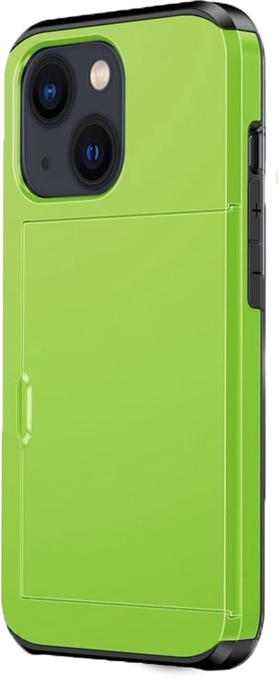 Hoesje geschikt voor iPhone 16e - Backcover - Hardcase - Pasjeshouder - Portemonnee - Shockproof - TPU - Lichtgroen