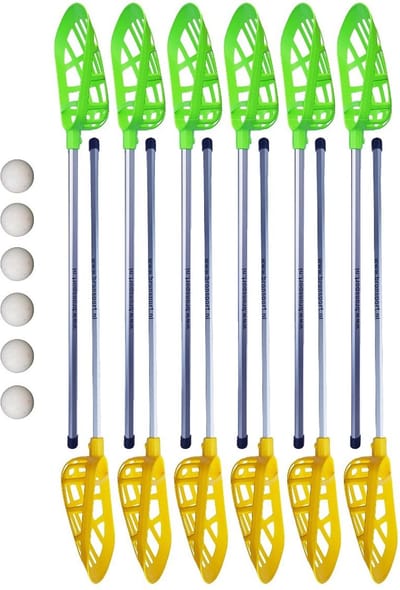 Lacrosse Basic Set 12 Sticks + 6 Ballen Aluminium + Kunststof, Geel/Groen