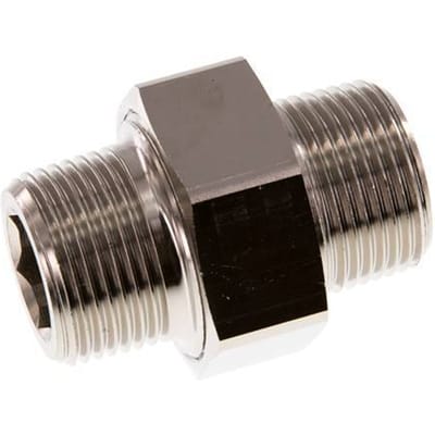 R 1'' Vernikkeld Messing Borstnippel 3-delig met Conische afdichting 16 Bar - FL2S-M-BN-100R-C
