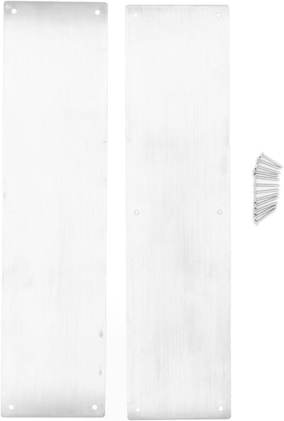 RVS Deurbeschermplaat Set van 2 - Decoratieve Stalen Deurplaat voor Binnen- en Buitendeuren, 16 x 4 inch met Schroeven, Duurzaam en Stijlvol