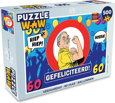 Puzzel Verjaardag - 60 Jaar - Ballonnen - Legpuzzel - Puzzel 500 stukjes