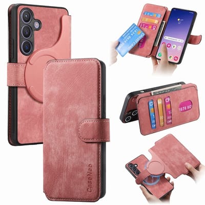 CaseNeo Hoesje - Geschikt voor Samsung Galaxy S25 Hoesje - CaseNeo 2-in-1 Book Case & Back Cover - Roze