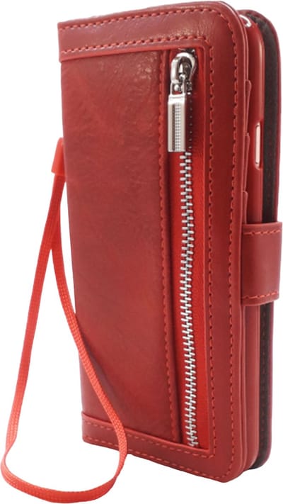 HEM Rood Wallet Hoesje Geschikt Voor iPhone 14 Pro Max – Luxe Bookcase Met Pasjesflip En Rits Voor Kleingeld – Telefoonhoesje