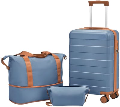 Handbagageset – Voor reizen en vakantie – Lichtgewicht, duurzame reiskoffer met TSA-slot en spinnerwielen (ca. 51 cm) – Ice Blue