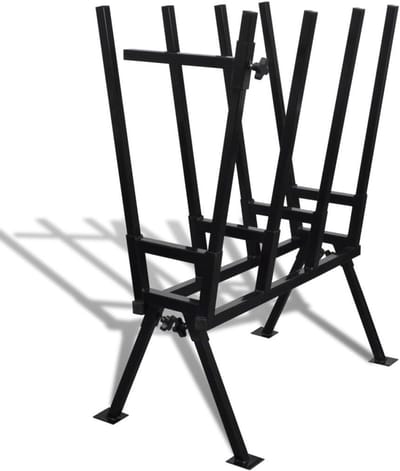 Zaagbok met Steun - Zaaghulp Hout - Brandhout Zagen - In Hoogte Verstelbaar - 103x76x50 cm - Zwart
