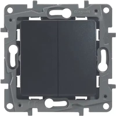 Legrand Dubbele Schakelaar Niloe Inbouw 2 Richtingen Antraciet