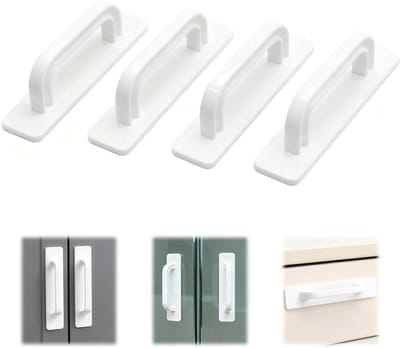 Dailygoods- Handgrepen Zelfklevend - 4 Stuks - 10 x 2,5 cm - Voor Kast/Deur - Geen Gaten Nodig - Kunststof - Wit - Deurgrepen