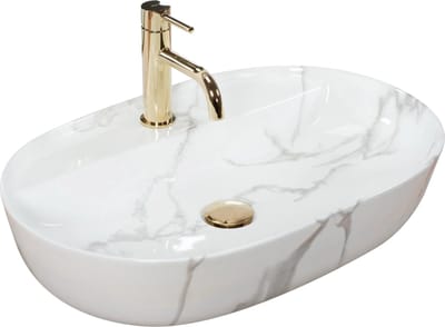 Rea Aura 61 Marmo Shiny Opzetwastafel Steen Imitatie 60,5x40,5 cm