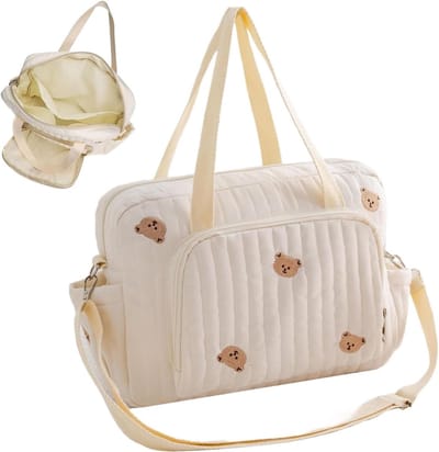 Luiertas Mom Tote - Baby tas - Ziekenhuis Bezoek - Met Ritsvak - 35 x 10 x 29 cm - Grijs