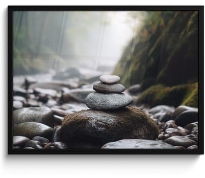 Poster in lijst - Fotolijst 70x50 cm - Posters - Stenen - Stapel - Natuur - Posterlijst zwart - Decoratie - Wanddecoratie woonkamer - Muurdecoratie slaapkamer