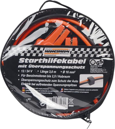 Startkabel - Autokabel Accukabel - Auto Starten - 16 mm Doorsnede - 3 meter - Zwart